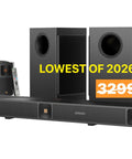 11.4.6 Channel Dolby Atmos DTS X Pro Surround Soundbar With Dual 8-Inch Opposed Subwoofers, Wireless Home Theater System, Pro Cinema Engine For Next Level Immersive Movie Nights, Big Bass And Crystal Clear Dialogue, with soundbar, subs, and remote