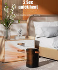 Portable Indoor Space Heater 1500W With Thermostat And 12 Hour Timer by bedside in modern bedroom setting