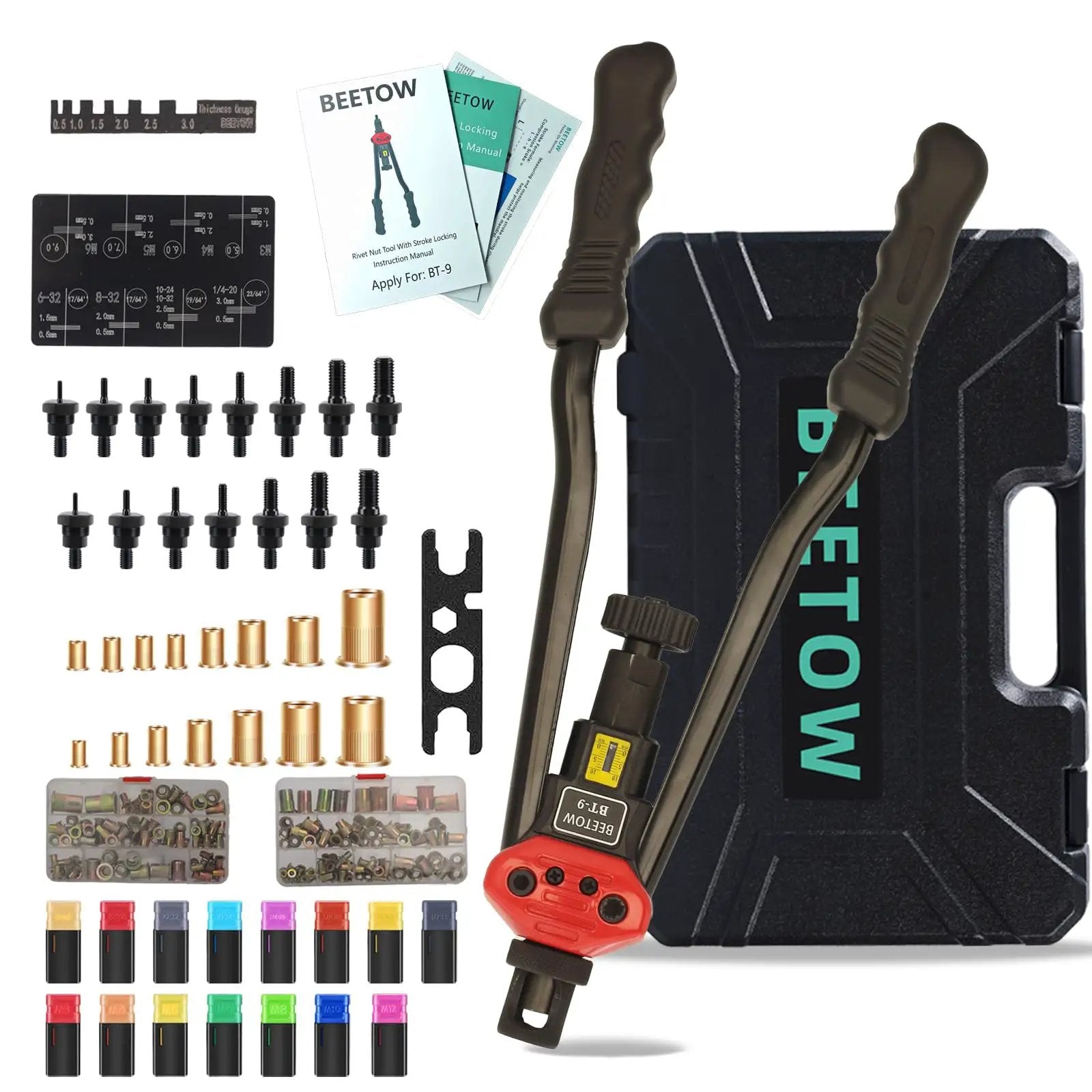 Pro Grade Rivet Nut Tool Kit With 15 Mandrels