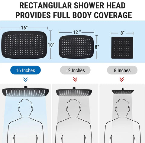 Premium 16 Inch All Metal Rain Shower Head With Handheld Combo In Matte Black Brings Major Spa Energy With Heavy Duty Flow And Wide Full Body Coverage For Maximum Chill After A Grind