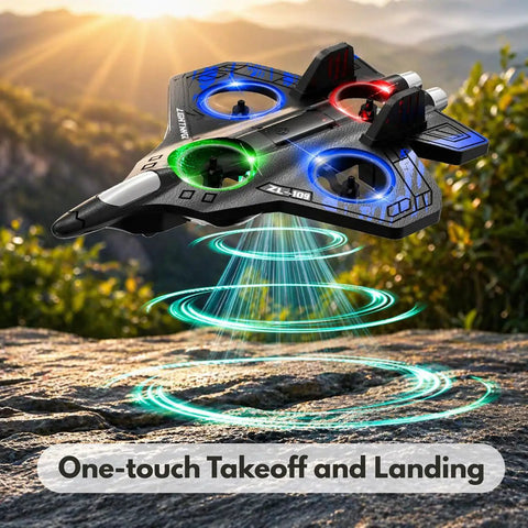 Foam Remote Control Airplane For Kids And Adults Newbie Friendly Fighter Jet RC Plane with light effects taking off outdoors