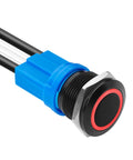Led Latching Push Button Switch 5 to 24V 20A 1NO Waterproof IP67 Aluminum Alloy With Wire Socket Plug Red 19mm