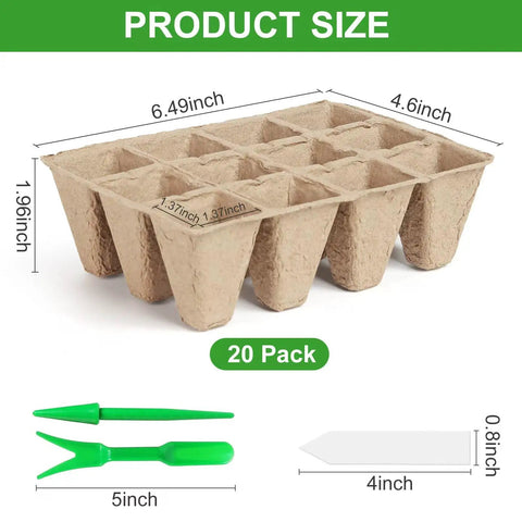 240-Cell Seed Starter Kit With 12-Cell Peat Pots 20 Trays Transplanting Tools And Plant Labels