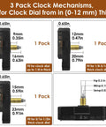 Three Shaft Size Quartz Clock Movement Kit With Eight Pairs Of Short Hands, Battery Powered Clock Mechanism Replacement, side view