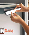 Installing Two Pack LED Light Bars With Motion Sensor, 160 Lumens, Touchless Operation, Magnetic Mount, battery-powered.