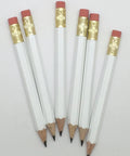 Half Pencils With Eraser For Golf And Pew Use, Short White Hexagonal Pencil, Number Two HB Graphite Lead, Latex Free Eraser