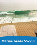 Heavy Duty Marine Grade SS2205 Glass Pool Fence Spigot Railing Clamp with Brushed Finish in coastal setting