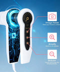 Close-up of 5 Inch Digital Scalp Camera For Skin Health Analysis With 50x And 200x Lenses, showing buttons for image freeze and zoom.