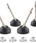 Adjustable Leveling Feet Set for Furniture and Tables, Swivel Levelers With 1.9 Inch Base and M8 Thread, 4 Pack on display.