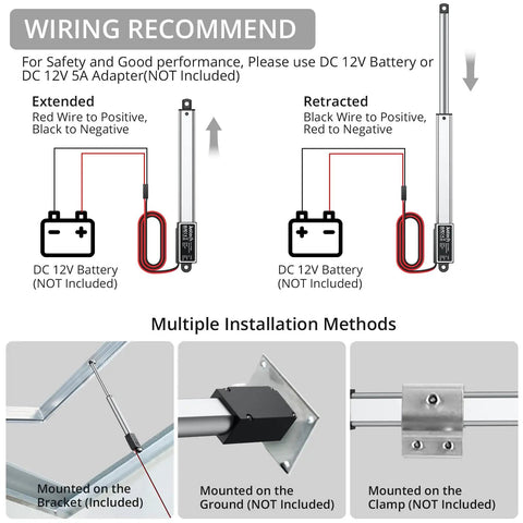 Wiring diagram for Ultra Compact 12V Mini Linear Actuator Packing A Rock Solid 4 Inch Stroke And 21 Pound Push Pull Force IP54 Waterproof.