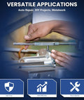 Hands using 80 Piece Tap And Die Set SAE And Metric for internal and external threads in metalwork application, shown with tools.
