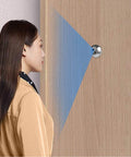 Side view of a Smart Video Doorbell Camera with 4.3-inch display and WiFi door peephole viewer installed on a wooden door.