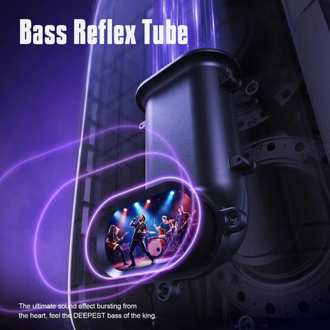 Bass reflex tube of Epic 180W Peak Party Bluetooth Speaker With Four Drivers, Dual 4.04 Inch Subwoofers, Deep Bass And 105dB HD Sound, IPX5 Outdoor Portable, USB TF Aux, DSP EQ For Outdoor Raves.