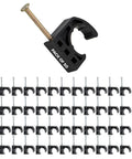 Black 1/2 in half clamp with nail for PEX tubing pipe support, pack of 50