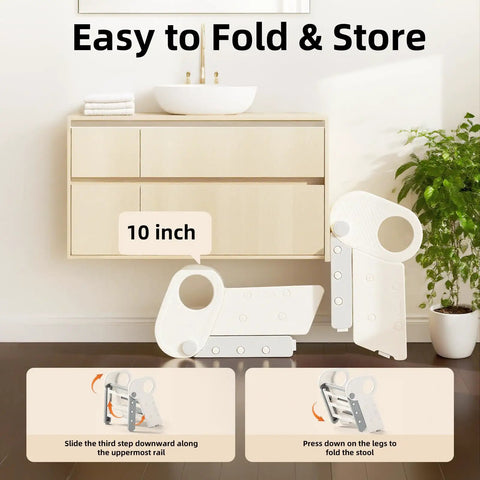 Super Handy Adjustable Foldable Toddler Step Stool For Bathroom Sink Nifty Anti Slip Three In One Kids Climbing Aid Rock Solid Lightweight Gray Helper Easy Setup Smooth Operation Safe Grip Non Skid Surfaces Top Shelf Quality