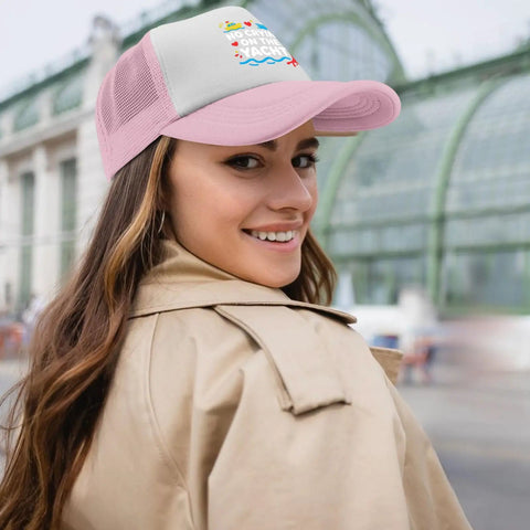 Pink Adjustable Womens Baseball Cap For Everyday Style Colorful Cotton Hat With One Size Fits Most Ready For Beach Or Yacht Vibes Dope Gift For Her Sun Shield worn by a woman outdoors