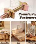 Heavy Duty Countertop Connector Bolts M8x80mm Full Threading Steel Studs With Hex Nuts And Half Moon Washers Built Damn Tough For Rock Solid Counter Assembly No Fuss Pro Level Joiner Kit fasteners showcased with coffee table and bed surroundings.