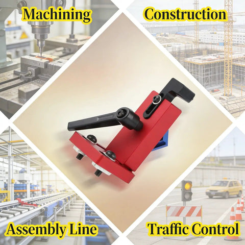 Close-up of 45 Degree Miter Coupler And T Track Stop Block For Woodworking Guide Rails Tough As Nails Aluminum Alloy.