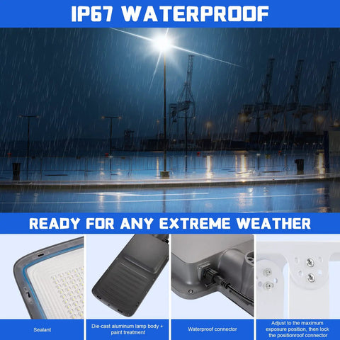 High Power Solar Street Light 400W Outdoor With Dusk Till Dawn Sensor 30000 Lumens 6000K LED Flood Light Remote Control IP67 Waterproof