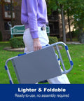 Person carrying Foldable Garden Kneeler Seat With Detachable Cloud Kneeler Pad, Built Tough Heavy Duty Stool with tool bags
