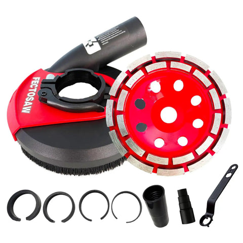 Pro Grade All In One Dust Shroud And Diamond Grinding Cup Wheel Kit For Angle Grinders 4.5 To 7 Inch Fits Concrete Marble Granite Surface Grinding Tool Includes 5 Inch Shroud And Wheel