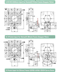 ZCT130 hollow rotary table drawing with dimensions for Nema23 and Nema34 motors, detailing design and specifications.