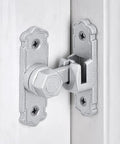 Kickass 90 And 180 Degree Barn Door Latch Built From Solid Silver Aluminum Alloy, secure latching mechanism on door.