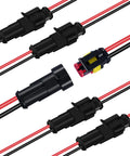 5-pack 2 Pin Waterproof Electrical Connector Kit 12V male and female wire plugs with nylon housing and IP67 seal