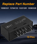 Front view of Hazard Warning And Turn Signal Flasher Relay Module for GMC Chevrolet Cadillac Hummer, model LM487, 10 pins visible.