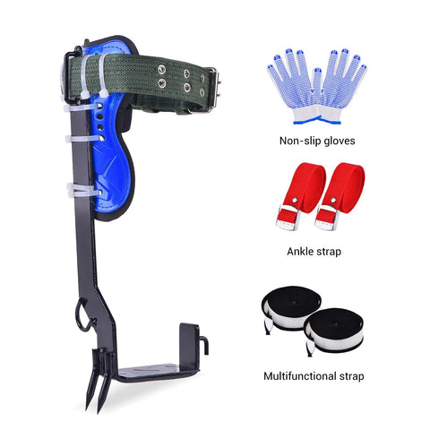 Beefed Up Tree Climbing Kit With Anti Slip Footboards And Tool Set, Rust Resistant Carbon Steel, Includes gloves and straps