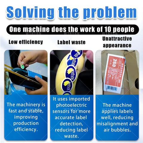 Hella Sturdy Semi Automatic Corner Labeler 90 Degree Box Applicator showing efficiency features and label application issues.