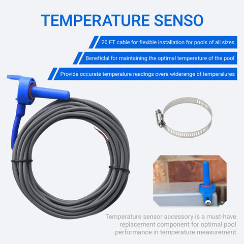 Pool Temperature Sensor Thermistor Replacement Kit For Air Water And Solar Systems 20 Foot Cable 2 Pack DIY Friendly