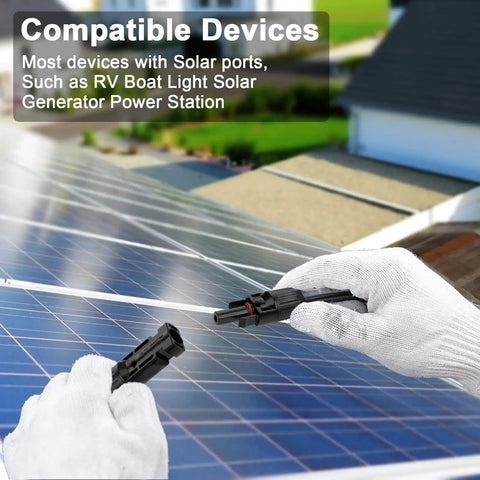 Heavy Duty 3 Feet 10 AWG Solar Panel Extension Cable With Waterproof IP67 Connectors Red And Black Pair For Outdoor Use built
