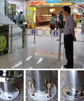 Rock Solid Industrial Heavy Duty Spring Loaded Safety Swing Gate With One Way Revolving Design For High Traffic Retail, stainless steel mounting detail.