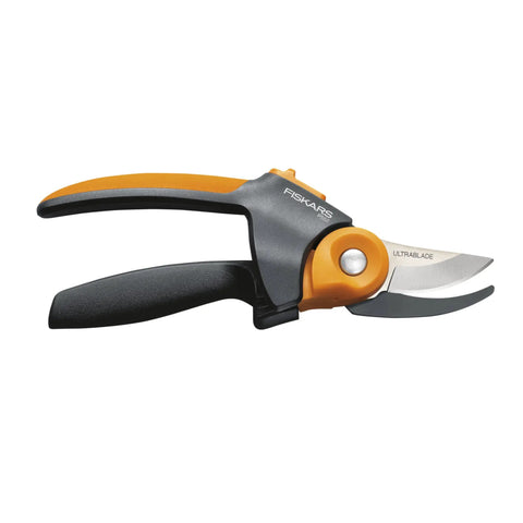 PowerGear2 Pruning Shears with rolling handle, UltraBlade coating, and SoftGrip visible, 3/4 inch cut capacity bypass pruner.