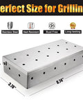 Heavy Duty Wood Chip Smoking Box For Gas Grills And All Grills, Thick Stainless Steel Construction With Hinged Lid, 8.74x3.78x1.73 inches