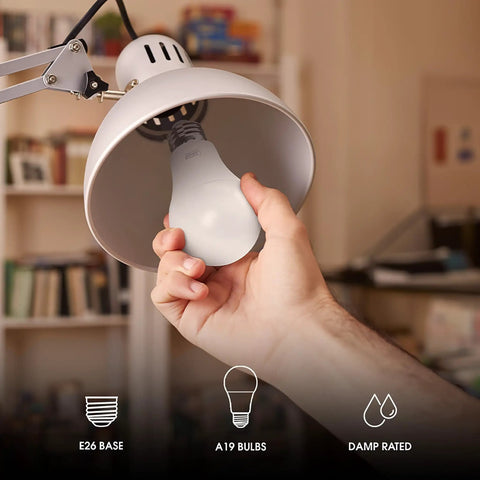 A19 LED Light Bulb 100W Equivalent Dimmable 3000K Bright White 1600 Lumens 22 Year Lifetime E26 Base CRI 90 UL Listed Damp Rated 2 Pack Great For Living Room Kitchen And Office