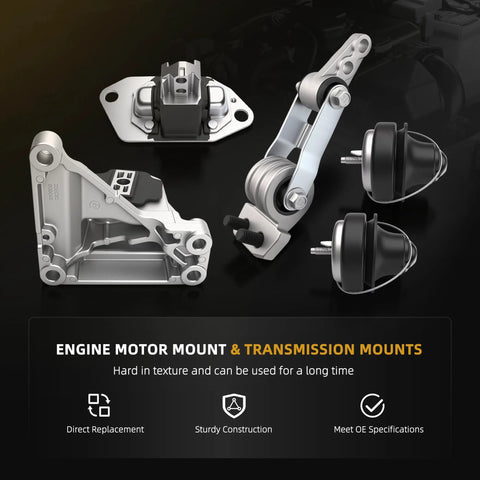 JAVOUKA engine motor mount set for Volvo S60/S80/V70/XC70/XC90 2.5T 2001–2006, silver aluminum components