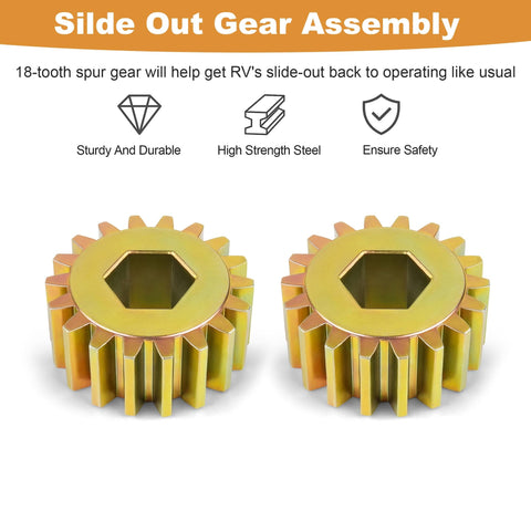 2 Pack 18-Tooth Spur Gear 122739 Replacement for RV Through Frame Slide Out 12DP 14.5PA Keeps Your Camper Slide Out Moving Smoothly Direct Fit for 123356 122837 Models