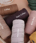 Natural Macrame Cord 2mm Thick 220 Yards Colorful 3 Strand Twisted Cotton Rope in various colors on a tray.