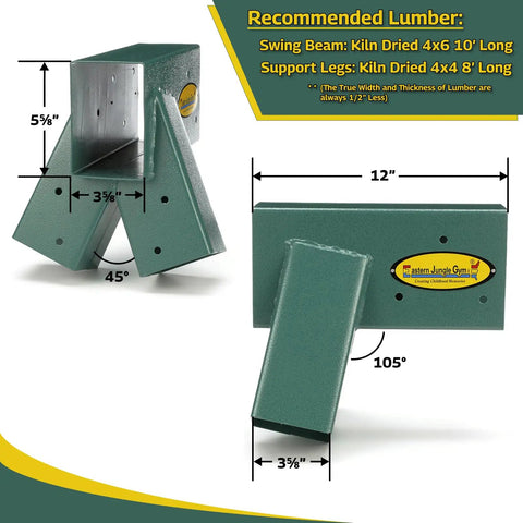 Easy 1-2-3 A-Frame Swing Set Brackets With All Mounting Hardware For Free Standing Outdoor Playset Green Built Tough And Simple To Install For Backyard Fun