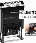Self Inking Date Stamp With Signature Personalize Custom Date Stamp For Office Use, showing band adjustment and text examples.