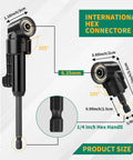 GRENPRO 19-pc flexible drill bit extension kit with two 105° right-angle attachments and 1/4-inch hex handle