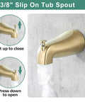 Brushed Gold Shower System With 5 Setting Shower Head And Tub Spout Diverter Valve Included Wall Mounted Multi Function