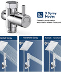 Valve and spray modes for Stainless Steel Rain Shower Head Combo With 6 Inch Rainfall And Handheld 2 Settings Explosion Proof 78 Inch Hose