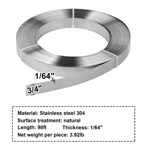 Heavy Duty 304 Stainless Steel Strapping Band Coil Three Quarters Of An Inch By Ninety Five Feet Tensioner Strap For Cargo Signs