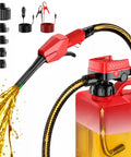 Cordless Fuel Transfer Pump With Auto Shutoff And Solid Grip Nozzle For Gasoline Diesel Oil 5Gpm Battery Operated Hose Kit pouring liquid into a tank.