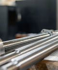 Close-up of Fully Threaded Rod M20 x 250mm With 2.5mm Thread Pitch In 304 Stainless Steel Right Hand Threaded Bar Studs