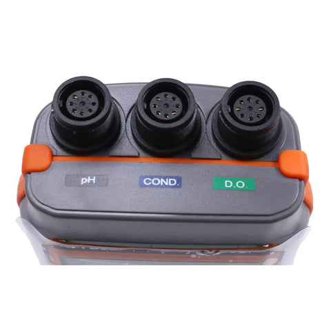 6-In-1 Digital Water Quality Meter Handheld Tester With pH, TDS, DO, EC, Salinity And Temperature, IP67 Waterproof top view of three probes
