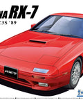 Mazda FC3S Savanna RX-7 1989 1/24 Scale Model Car Kit Unpainted Plastic Assembly on display with options for builders
